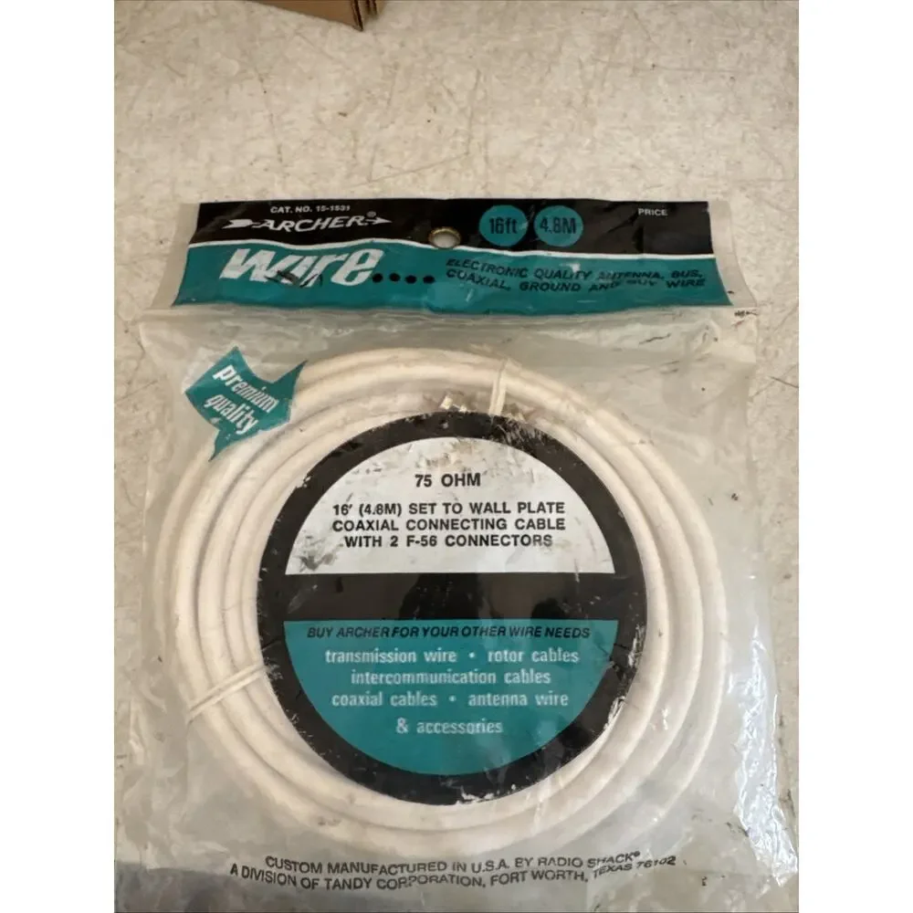 Archer ® Cat No 15-1526 50' 75 Ohms Coaxial Cable With Connectors